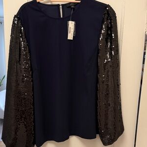 J. Crew Midnight Blue Blouse with Sequin Detail